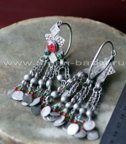 Афганские племенные серьги в стиле Трайбл (Kuchi jewelery)