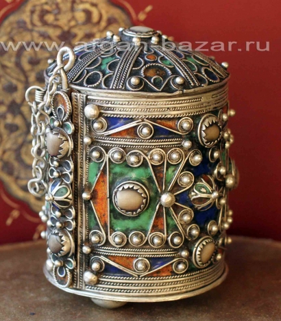 Марокканская шкатулка-браслет с горячей эмалью