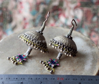 Старые племенные серьги - височные подвески (Kuchi tribal jewelry)