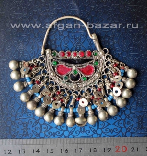 Афганская племенная серьга - височная подвеска (без пары) - Tribal Kuchi jewelry