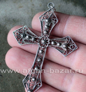 Старинная балканская филигранная подвеска - нательный крест