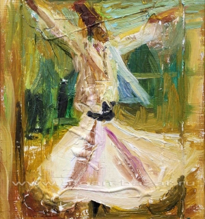 Александр Емельянов. Дервиш. Дерево, масло  16/21 см 2015