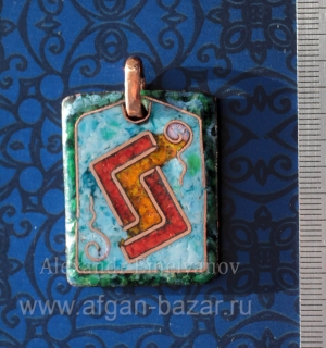 Кулон "Руна JERA". Автор - Александр Емельянов. Медь, перегородчатая эмаль