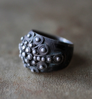 Старинный кавказский перстень с филигранью
