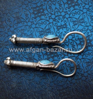 Старинные афганские серьги "Гушвара" (gushwara - фарси). Северный Афганистан, та