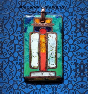 Александр Емельянов. Кулон "Врата Амдуат" (Двери горизонта). Медь, горячая перег