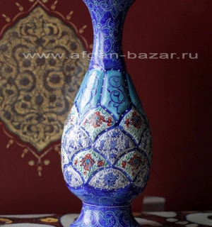 Ваза в технике традиционной иранской горячей расписной эмали "Мина" или "Минакар