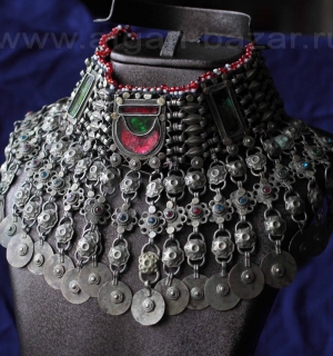 Афганская нашейная повязка-чокер - племенные украшения Кучи (Tribal Kuchi Jewelr
