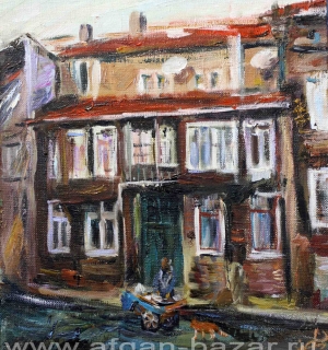 Александр Емельянов. Продавец хамсы (Стамбул). Холст, масло.  25/30 см 2015